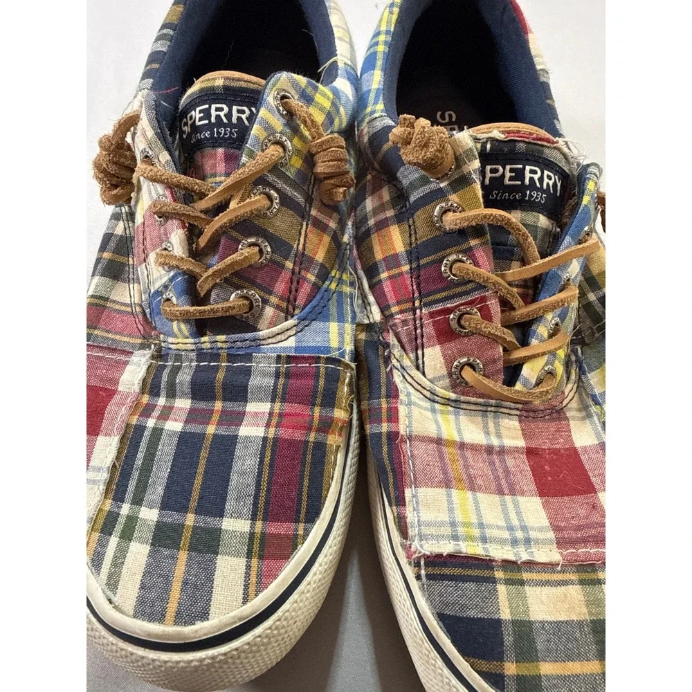 Sperry Top-Sider Mens Patchwork Plaid Canvas Boat Shoes STS19310 Multicolor 8.5